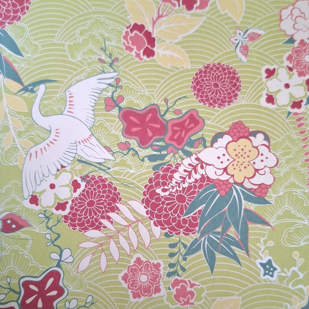 Origami crane mobile - single crane, green Japanese - Image 2